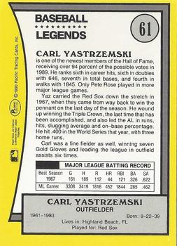 1990 Pacific Legends - Glossy #61 Carl Yastrzemski Back