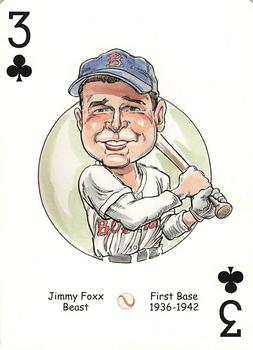 2005 Hero Decks Boston Red Sox Baseball Heroes Playing Cards (1st Edition) #3♣ Jimmie Foxx Front
