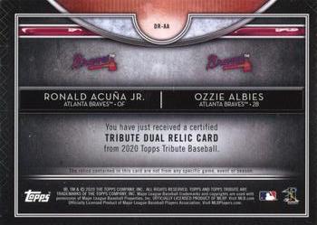 2020 Topps Tribute - Tribute Dual Relics Dual Player #DR-AA Ozzie Albies / Ronald Acuna Jr. Back