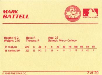 1989 Star Hamilton Redbirds - Platinum #2 Mark Battell Back