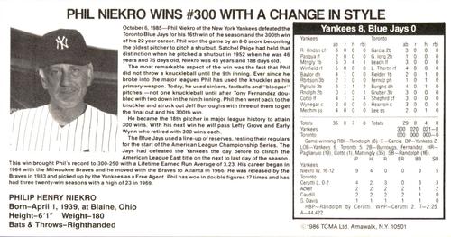 1985 TCMA Record Setters #NNO Phil Niekro Front