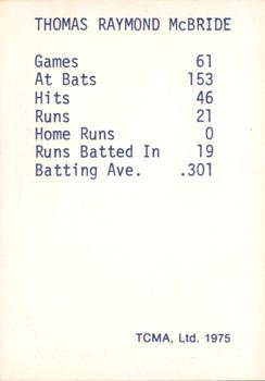 1975 TCMA 1946 Boston Red Sox (Blue Names) #NNO Tom McBride Back