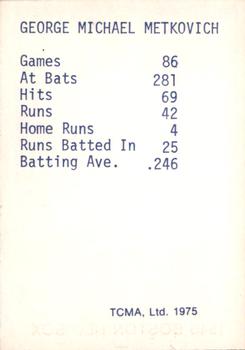1975 TCMA 1946 Boston Red Sox (Blue Names) #NNO Catfish Metkovich Back