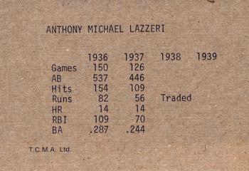 1983 TCMA 1936-39 New York Yankee Dynasty #NNO Tony Lazzeri Back