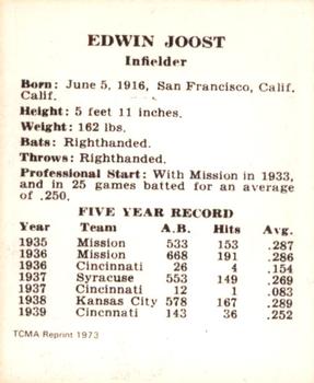 1973 TCMA 1940 Cincinnati Reds (W711-2) (reprint) #NNO Eddie Joost Back