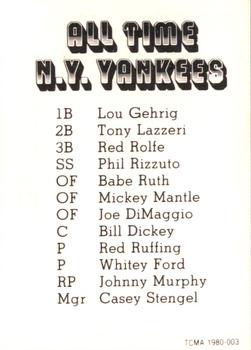 1980 TCMA All Time New York Yankees Set C #003 Lou Gehrig Back