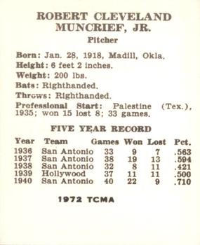 1972 TCMA 1941 St. Louis Browns W753 Reprints #NNO Bob Muncrief Back