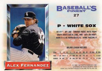 1993 Finest #27 Alex Fernandez Back