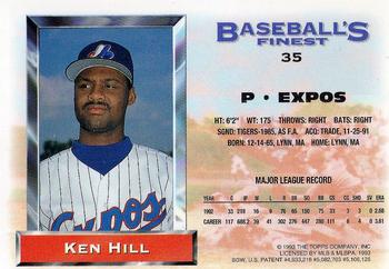 1993 Finest #35 Ken Hill Back