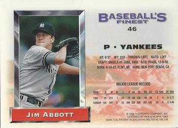 1993 Finest #46 Jim Abbott Back