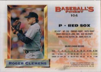 1993 Finest #104 Roger Clemens Back