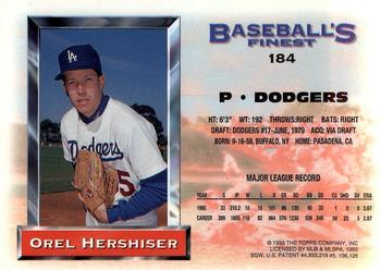 1993 Finest #184 Orel Hershiser Back