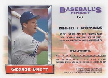1993 Finest #63 George Brett Back
