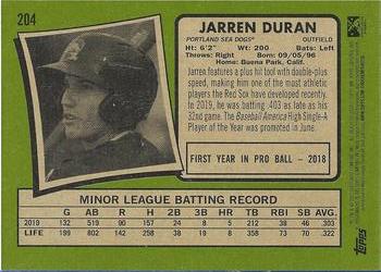 2020 Topps Heritage Minor League #204 Jarren Duran Back