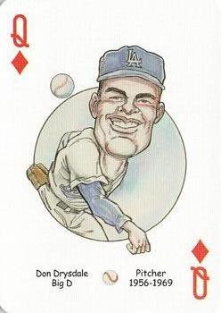 2005 Hero Decks Los Angeles & Brooklyn Dodgers Baseball Heroes Playing Cards #Q♦ Don Drysdale Front