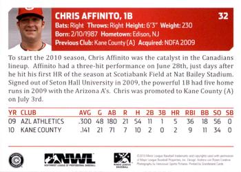2010 Grandstand Vancouver Canadians #NNO Chris Affinito Back