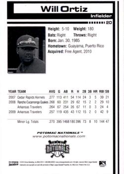 2010 Choice Potomac Nationals #20 Will Ortiz Back