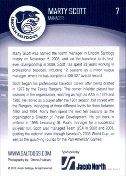 2010 Lincoln Saltdogs #NNO Marty Scott Back