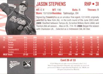 2010 MultiAd Reading Phillies #26 Jason Stephens Back