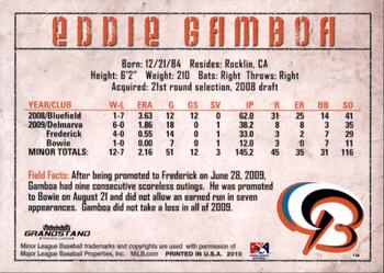 2010 Grandstand Bowie Baysox #NNO Eddie Gamboa Back