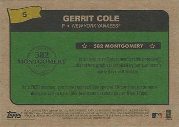 2019-20 Topps 582 Montgomery Club Set 3 #5 Gerrit Cole Back