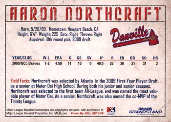 2010 Grandstand Danville Braves #NNO Aaron Northcraft Back