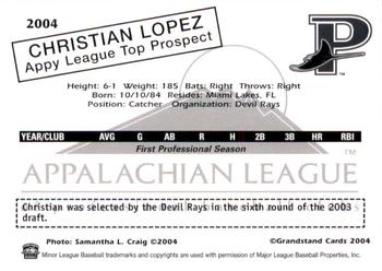 2004 Grandstand Appalachian League Top Prospects #NNO Christian Lopez Back