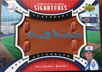 2007 Upper Deck Sweet Spot Classic - Signatures Leather Blue Ink #SPS-PN Phil Niekro Front