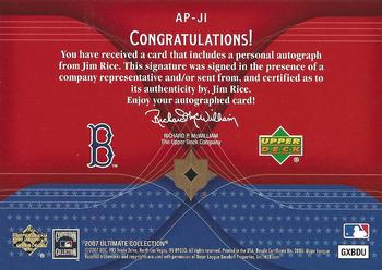 2007 Upper Deck Ultimate Collection - America's Pastime Signatures #AP-JI Jim Rice Back