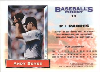 1993 Finest - Refractors #19 Andy Benes Back