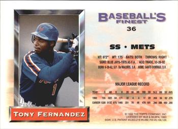 1993 Finest - Refractors #36 Tony Fernandez Back