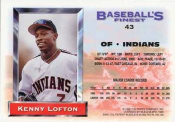 1993 Finest - Refractors #43 Kenny Lofton Back