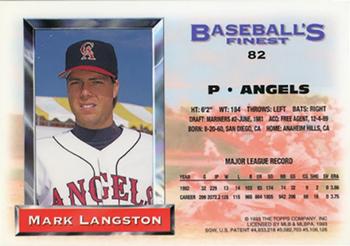 1993 Finest - Refractors #82 Mark Langston Back