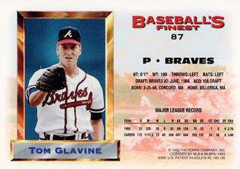 1993 Finest - Refractors #87 Tom Glavine Back