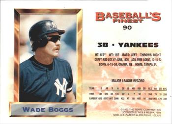 1993 Finest - Refractors #90 Wade Boggs Back