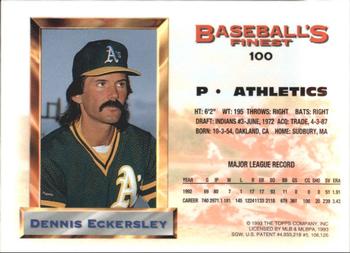 1993 Finest - Refractors #100 Dennis Eckersley Back
