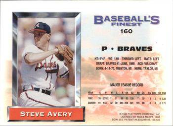 1993 Finest - Refractors #160 Steve Avery Back