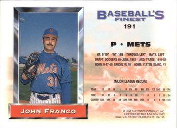 1993 Finest - Refractors #191 John Franco Back