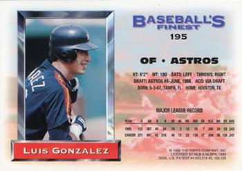 1993 Finest - Refractors #195 Luis Gonzalez Back