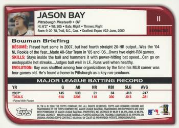 2008 Bowman Chrome - Refractors #11 Jason Bay Back