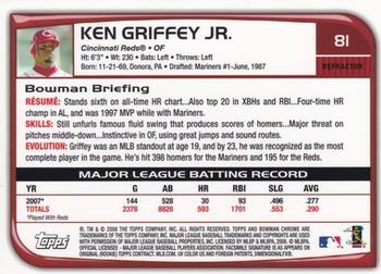2008 Bowman Chrome - Refractors #81 Ken Griffey Jr. Back