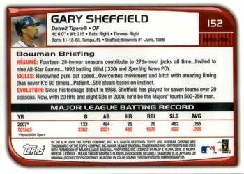 2008 Bowman Chrome - Refractors #152 Gary Sheffield Back