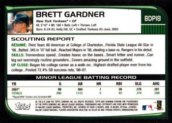 2008 Bowman Draft Picks & Prospects - Chrome #BDP18 Brett Gardner Back