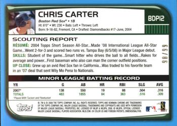 2008 Bowman Draft Picks & Prospects - Chrome Blue Refractors #BDP12 Chris Carter Back