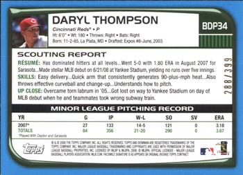2008 Bowman Draft Picks & Prospects - Chrome Blue Refractors #BDP34 Daryl Thompson Back