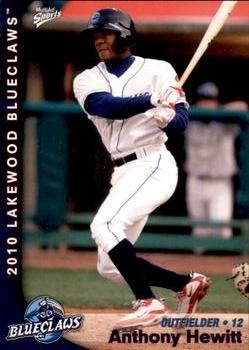 2010 MultiAd Lakewood BlueClaws #12 Anthony Hewitt Front