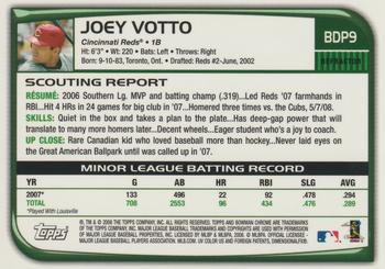 2008 Bowman Draft Picks & Prospects - Chrome Refractors #BDP9 Joey Votto Back