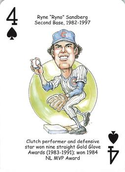 2008 Hero Decks Chicago Cubs Baseball Heroes Playing Cards #4♠️ Ryne Sandberg Front