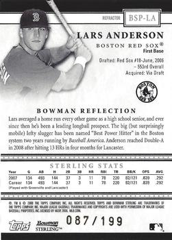 2008 Bowman Sterling - Prospects Refractors #BSP-LA Lars Anderson Back