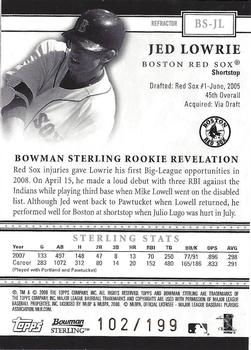 2008 Bowman Sterling - Refractors #BS-JLa Jed Lowrie Back